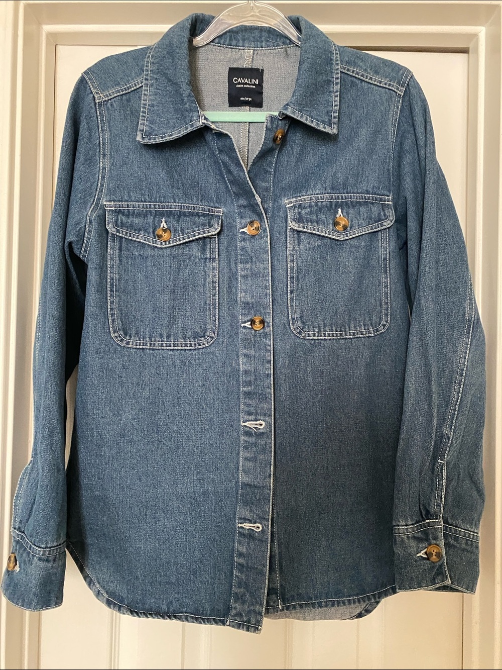 Cavalini Women's Dark Blue Denim Button-Front Jacket - Picture 6 of 6
